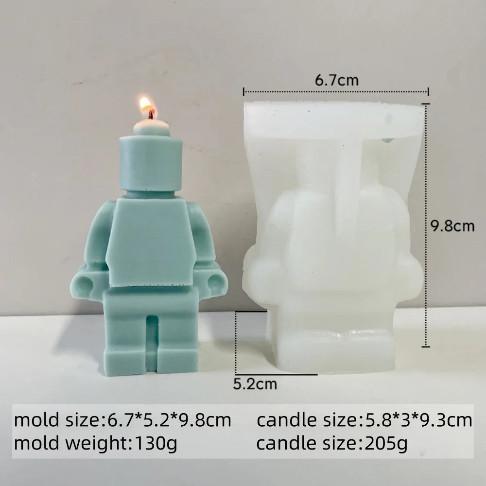 DIY Robot Silicone Candle Mold Creative Concrete Gypsum Chocolate Baking Mold Home Decoration Christmas Gift Craft Supplies