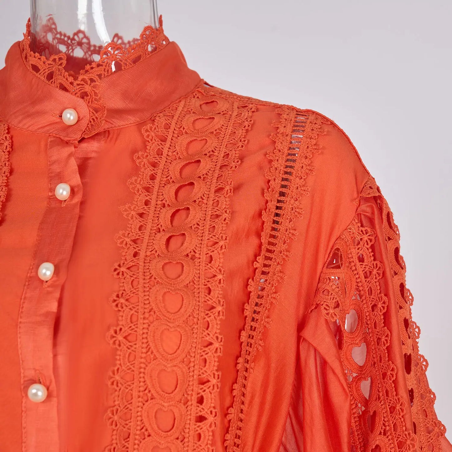 Elegant Embroidery Long Dress 2 Piece Set Women Summer Autumn Hollow Out Crochet Shirts Elastic Waist Long Maxi Skirt Suits