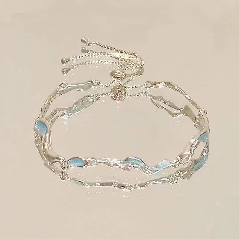 Elegant Crystal Flowers Bracelet For Women Y2K Sweet Girls Moon Cherry Blossom Bow Zircon Bracelets Luxury Designer Jewelry Gift