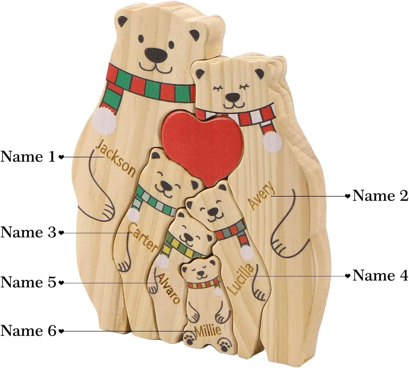 Wooden Bear Family Puzzle with Base Bear Family Decor Mom Gift, Weeding Anniversary Gift for Mom Dad, Christmas Gift for Parents