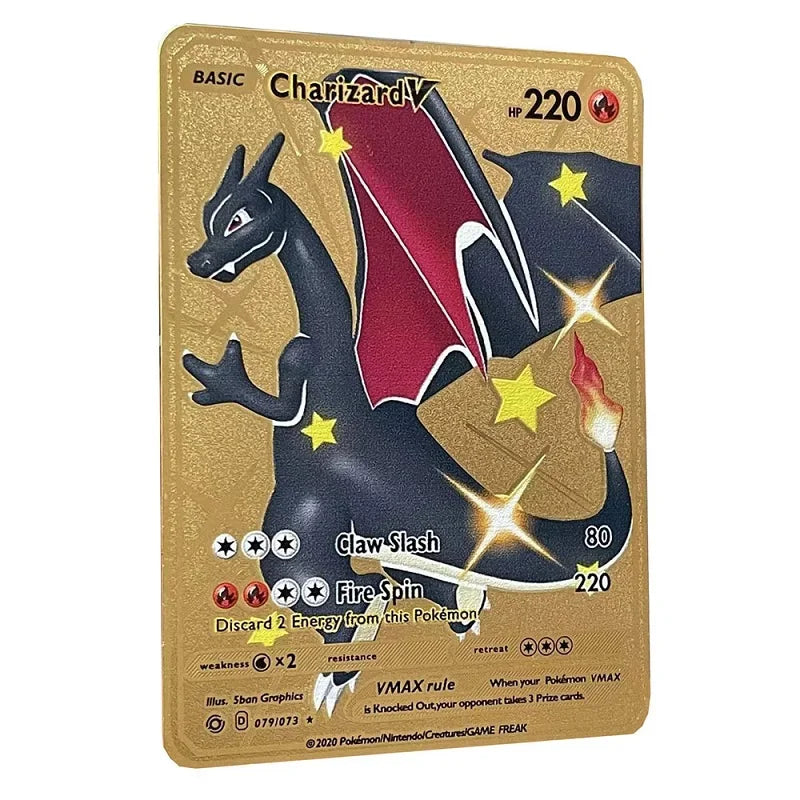 Pokemon Metal Card 10000 Points Arceus Charizard Raichu Super Card Golden English Mewtwo Vmax GX EX Christmas gift