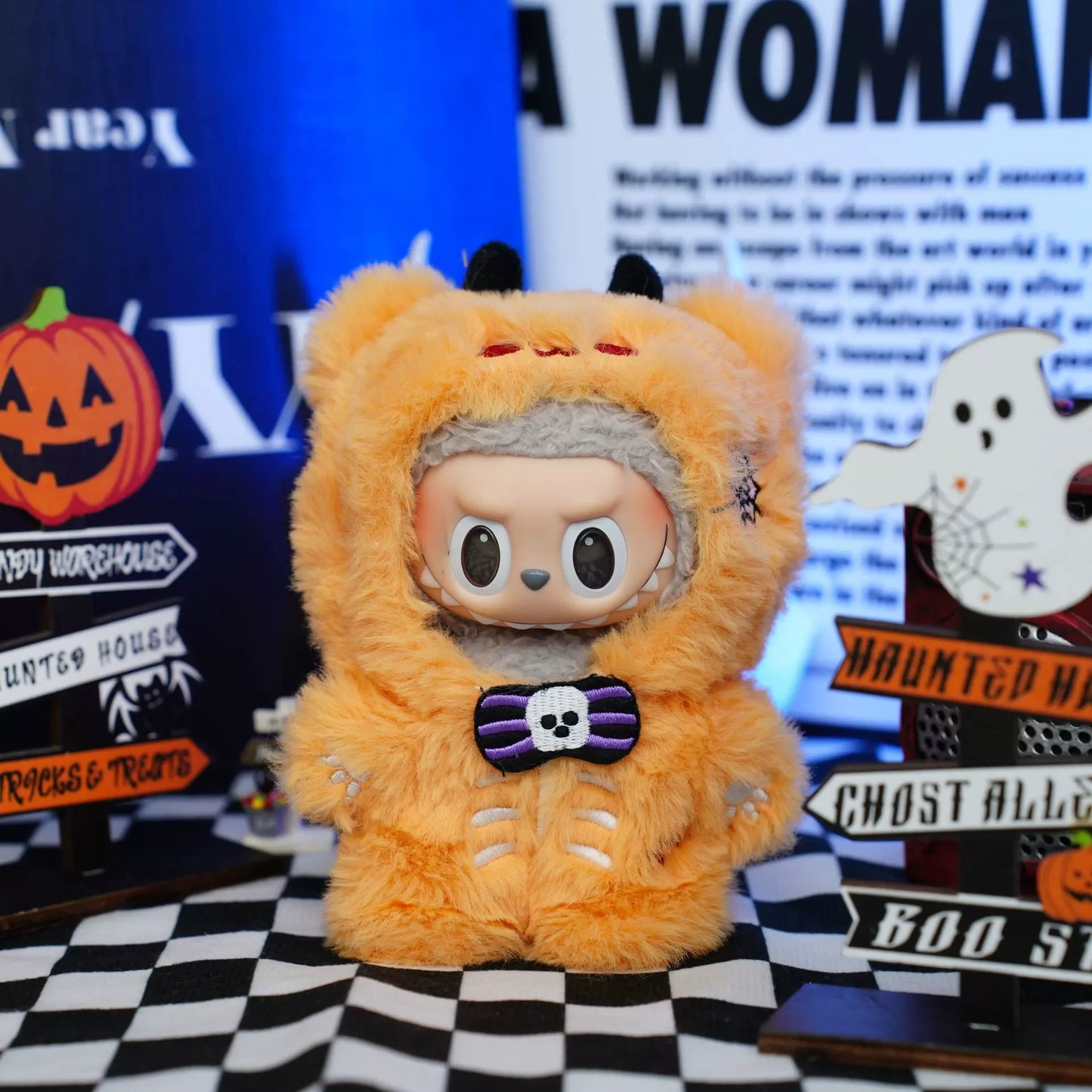 Cute Doll Plush Set for Labubu Doll Clothes Halloween Pumpkin Devil Bear Doll Costume Trendy Accessories Fashion Style