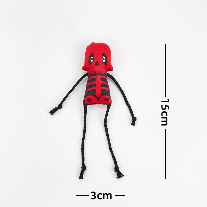 New Halloween Pet Toy with Catnip Inside Soft Durable Skull Plush Cat Toys Teeth Grinding Think Over Stress Relief Pet Supplies