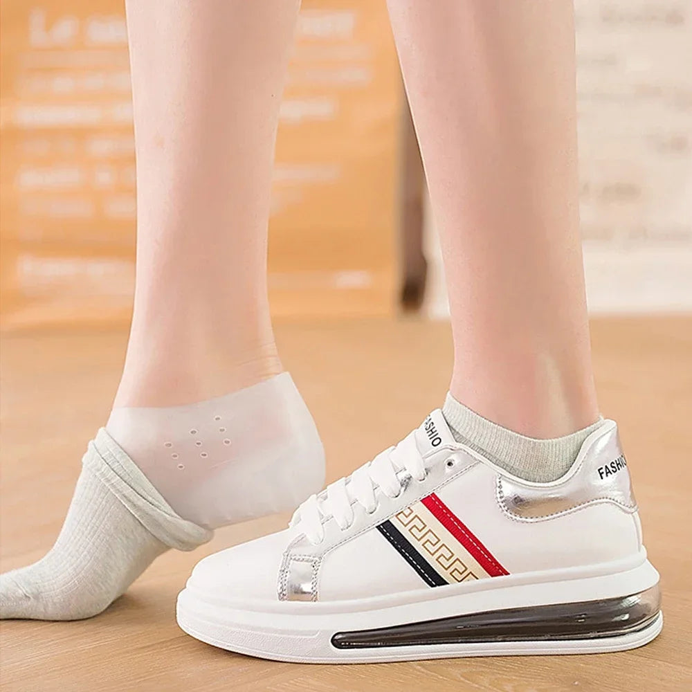 Unisex Invisible Height Increase 5CM Silicone Socks Gel Heel Pads Orthopedic Arch Support Heel Cushion Insoles Foot Massage Pad