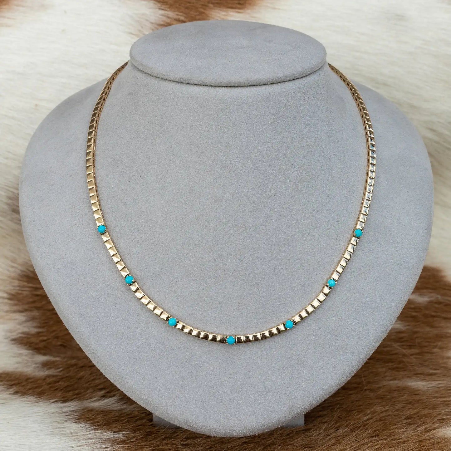 High Quality Simple Geometric Women Jewelry Fashion Gold Color White CZ Blue Turquoises Beaded Chain Bracelet Necklace
