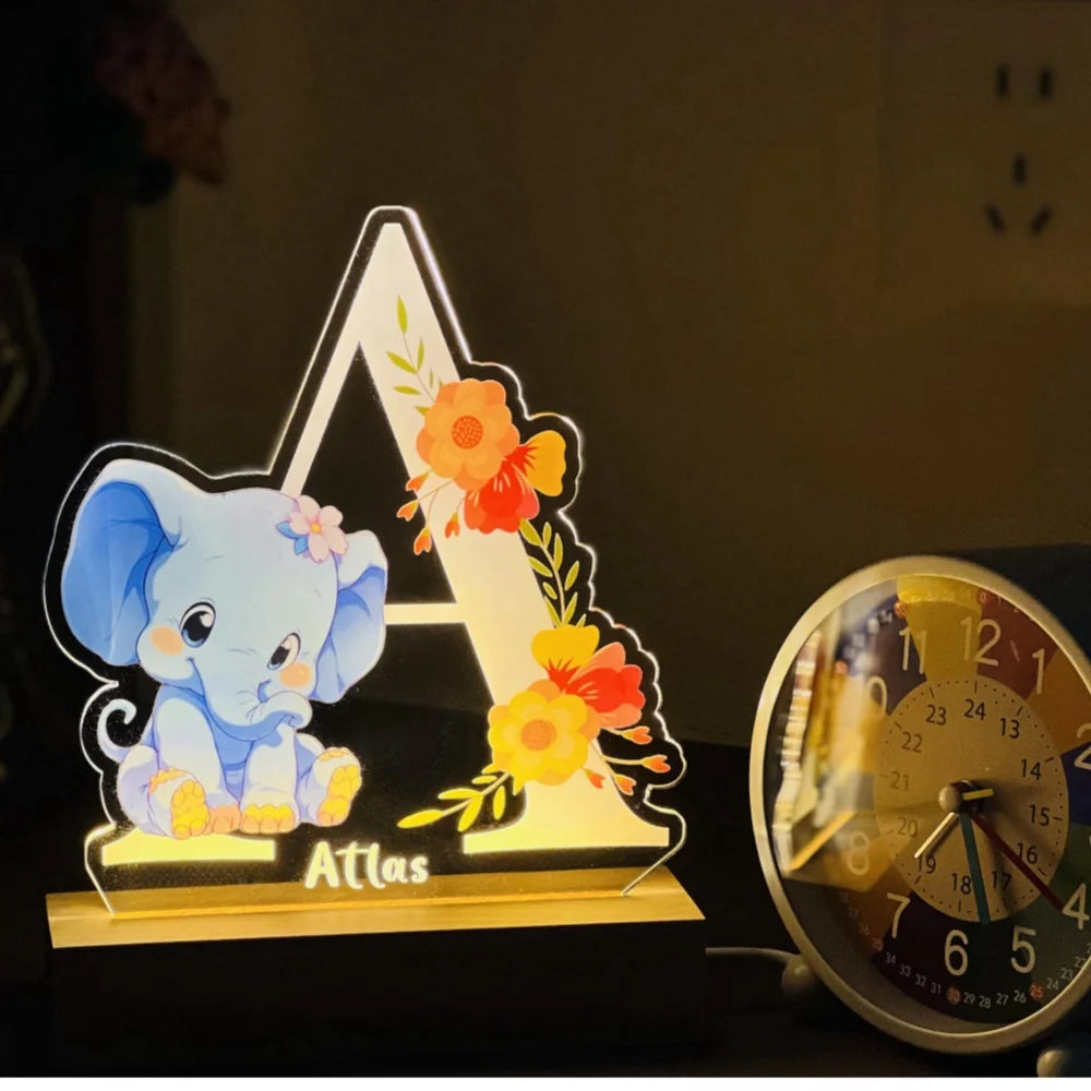Personalized Kids Animal Lamp Custom Name Night Light Children Baby Bedroom Decoration Nursery Neonate Birthday Christmas Gift