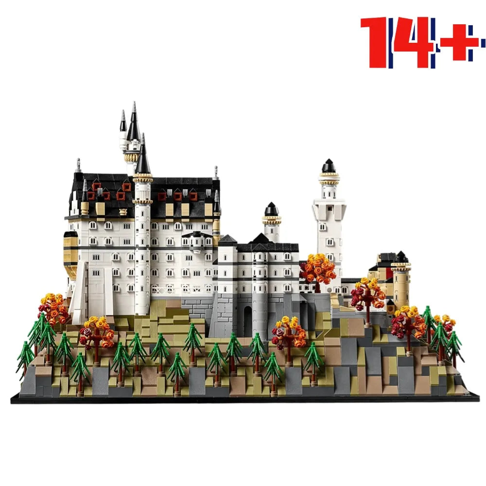 MINISO Castle Architectural Model Kit Fit 21063 Building Blocks Set Neuschwanstein Forest Landscapefor Adults Christmas Gift