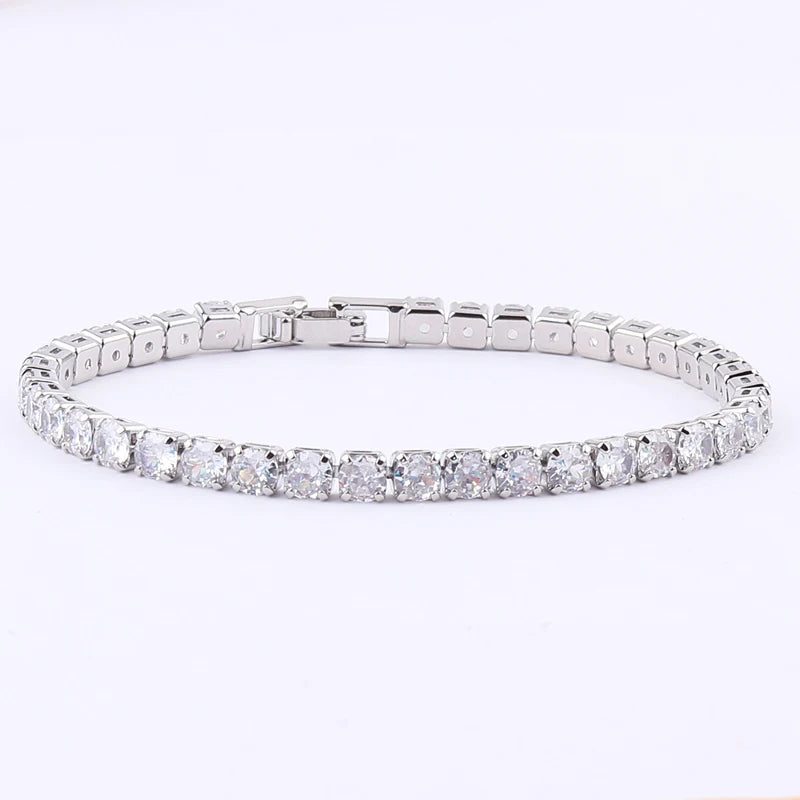 2022 New Rainbow Crystal Tennis Bracelets For Women Bracelet Set 18K Gold Silver Colorful Zirconia Femme Bridal Wedding Jewelry