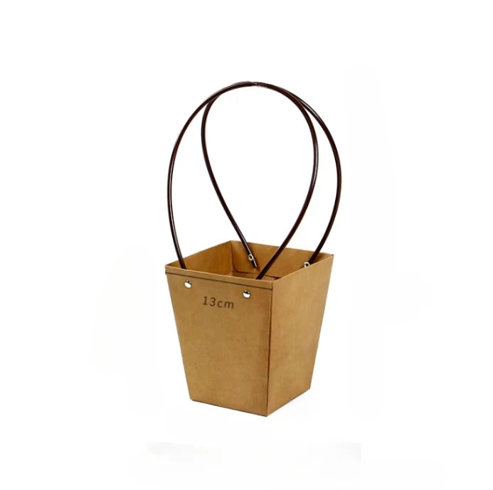 10pcs Christmas Gift Flower Kraft Paper Handbag Flower Arrangement Portable Box Rectangular Trapezoidal Flower Handheld Gift Box