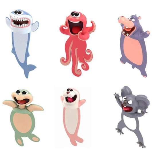 1PC 3D Cartoon Animal Bookmarks Ocean Series PVC Funny Marker Octopus Stereo Seal Creative Stationery for Children Gift Bookmark