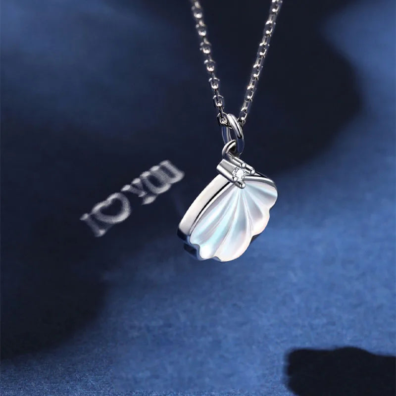 2024 Projection Engagement Necklace Shell Shape 925 Sterling Silver for Propose Girlfriend Wife Women Gifts
