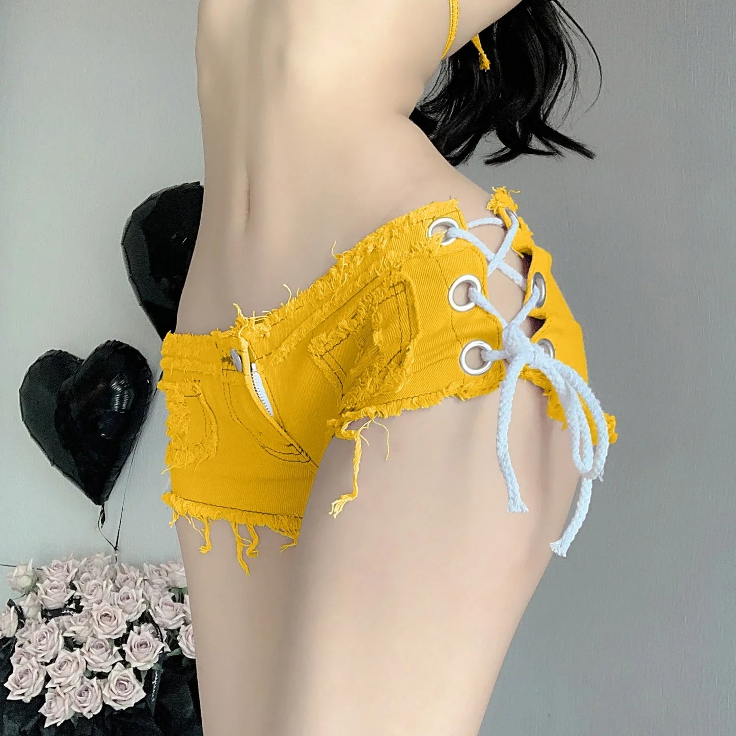 Sexy Low Waist Jeans Shorts Women's European American Style Denim Crossbody Shorts For Nightclubs Summer Fashion Trend