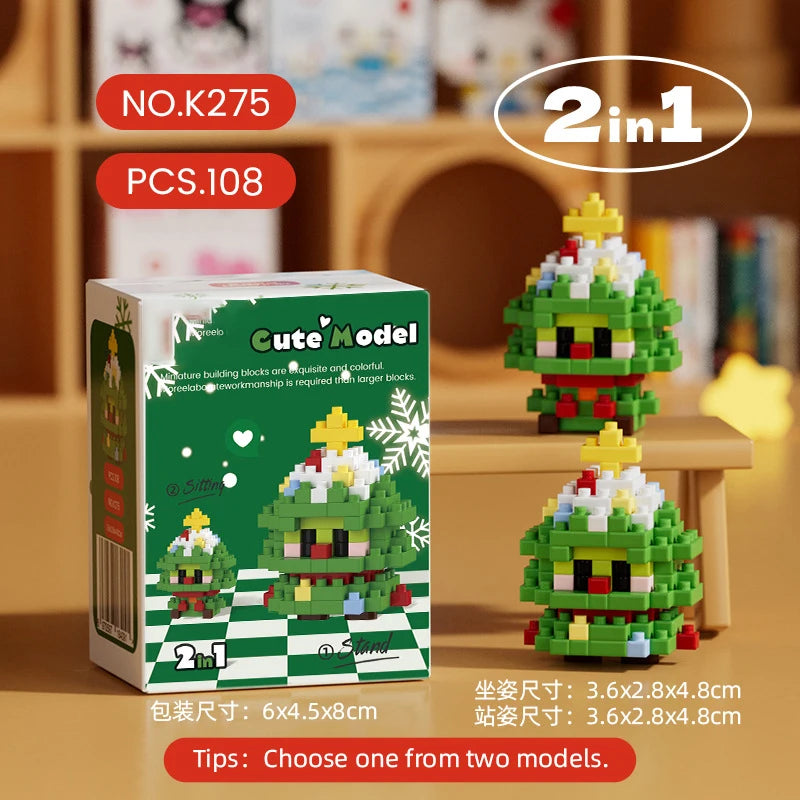 christmas train santa claus moc building blocks toys construction set for girls christmas tree decorations micro building blocks