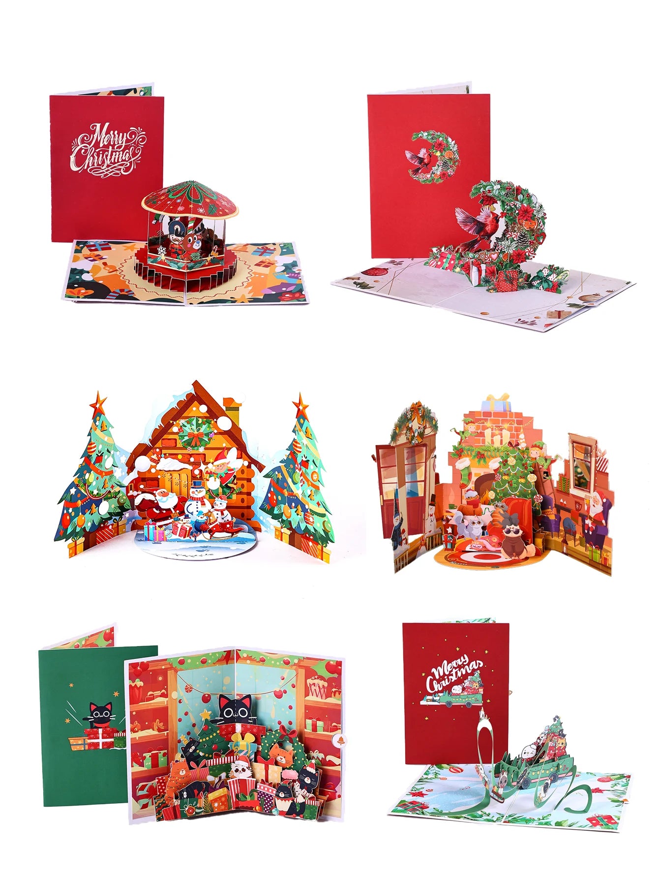 1pc Christmas Greeting Pop-up Card, Christmas Party Supplies, Christmas Gift, Christmas Pop-up Card