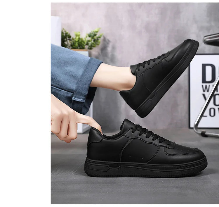 White Casual Sneakers for Men Leather Shoes Fashion Male Mens Tenis Autumn Platform Breathable Flat Man Running Sport Shoes 2024