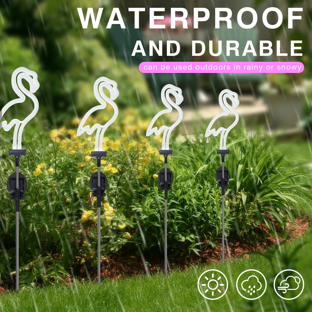 Solar Flamingo Light Waterproof Solar Garden Lights Outdoor Decor Pink Flamingo Christmas Gift for Yard Lawn Walkway Pathway