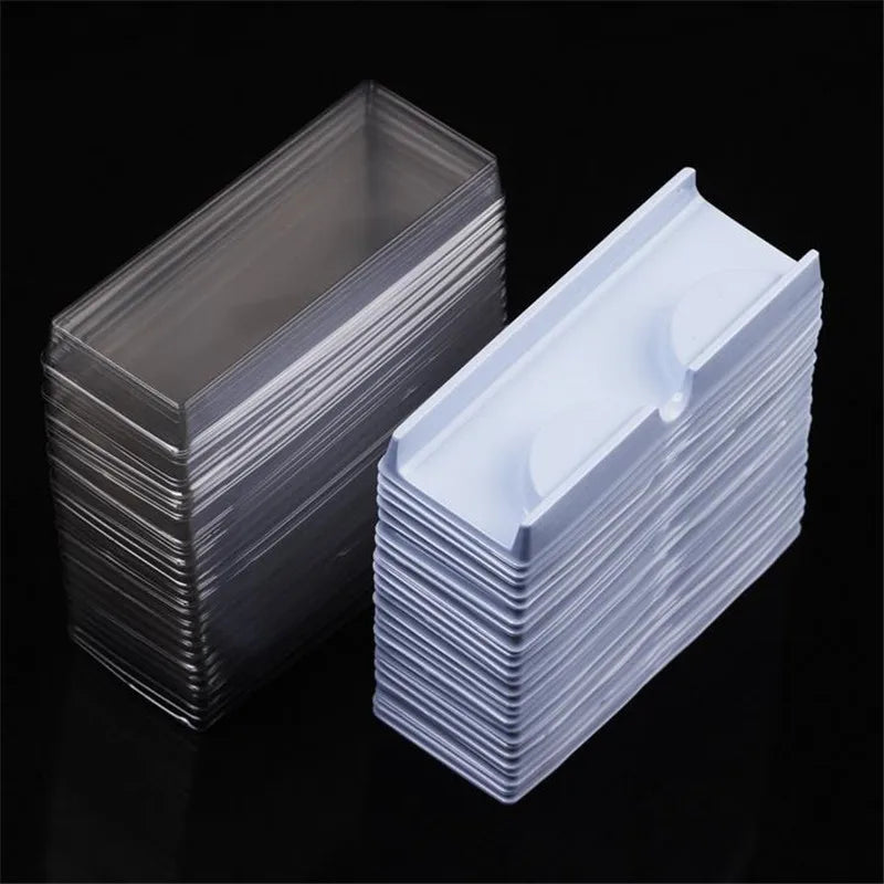 50pcs/set Plastic Pink Beige Transparent Eye Lashes Case Lot Eyelashes Case Storage Packing Box Make Up Case 40#41