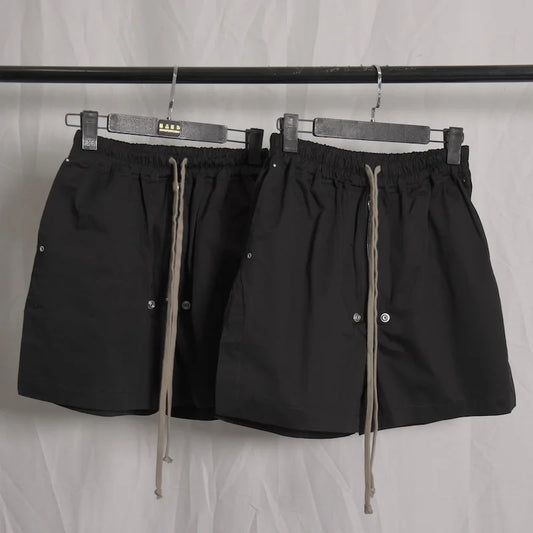 High Street Men's Pants Black Solid Casual Shorts for Man Cotton Zipper Design Men Trousers Techwear Men's Clothing
