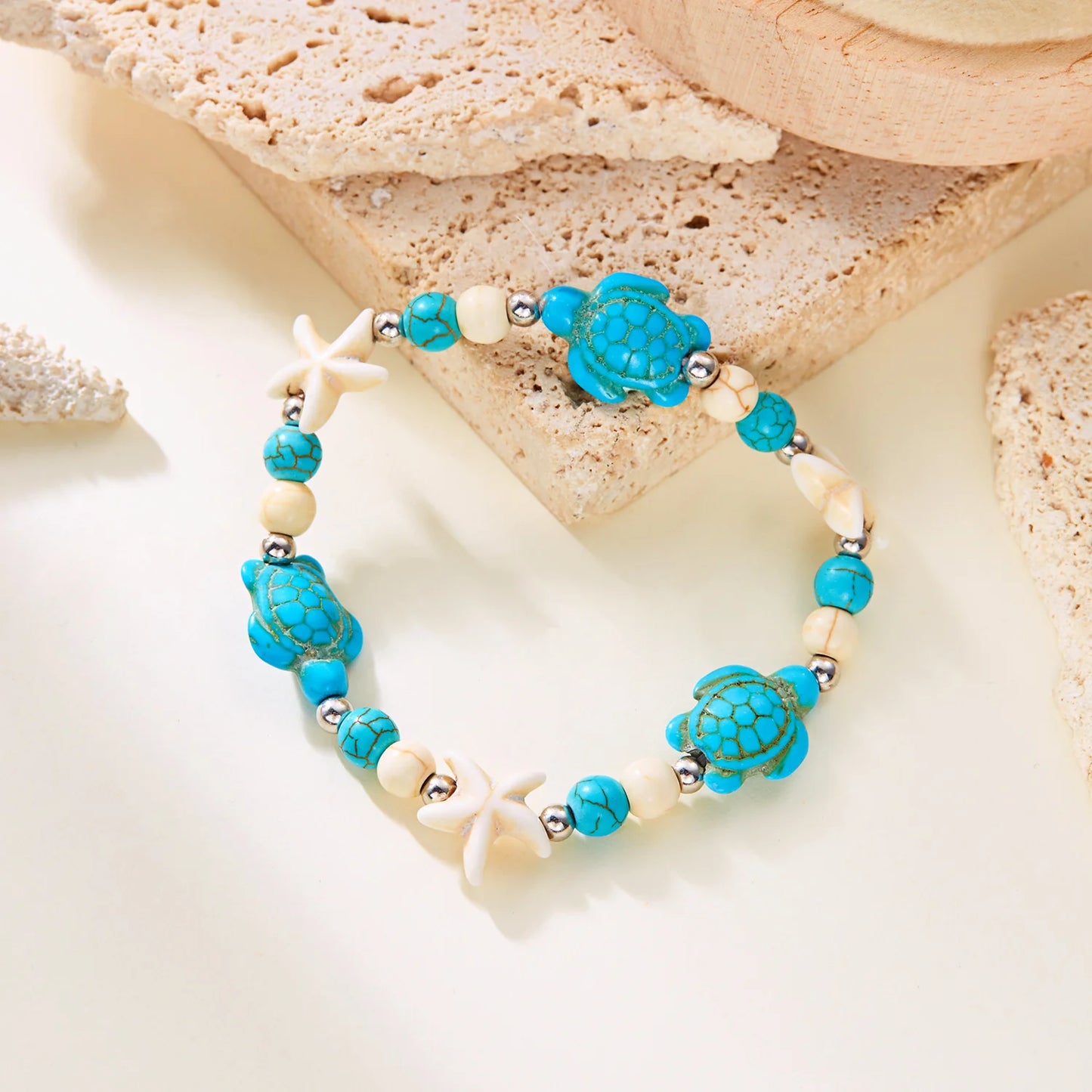 Bohemian Imitation Shell Beads Bracelet For Women Sea Star Turtle Woven Rope Bracelet Handmade Friendship Beach Holiday  Jewelry
