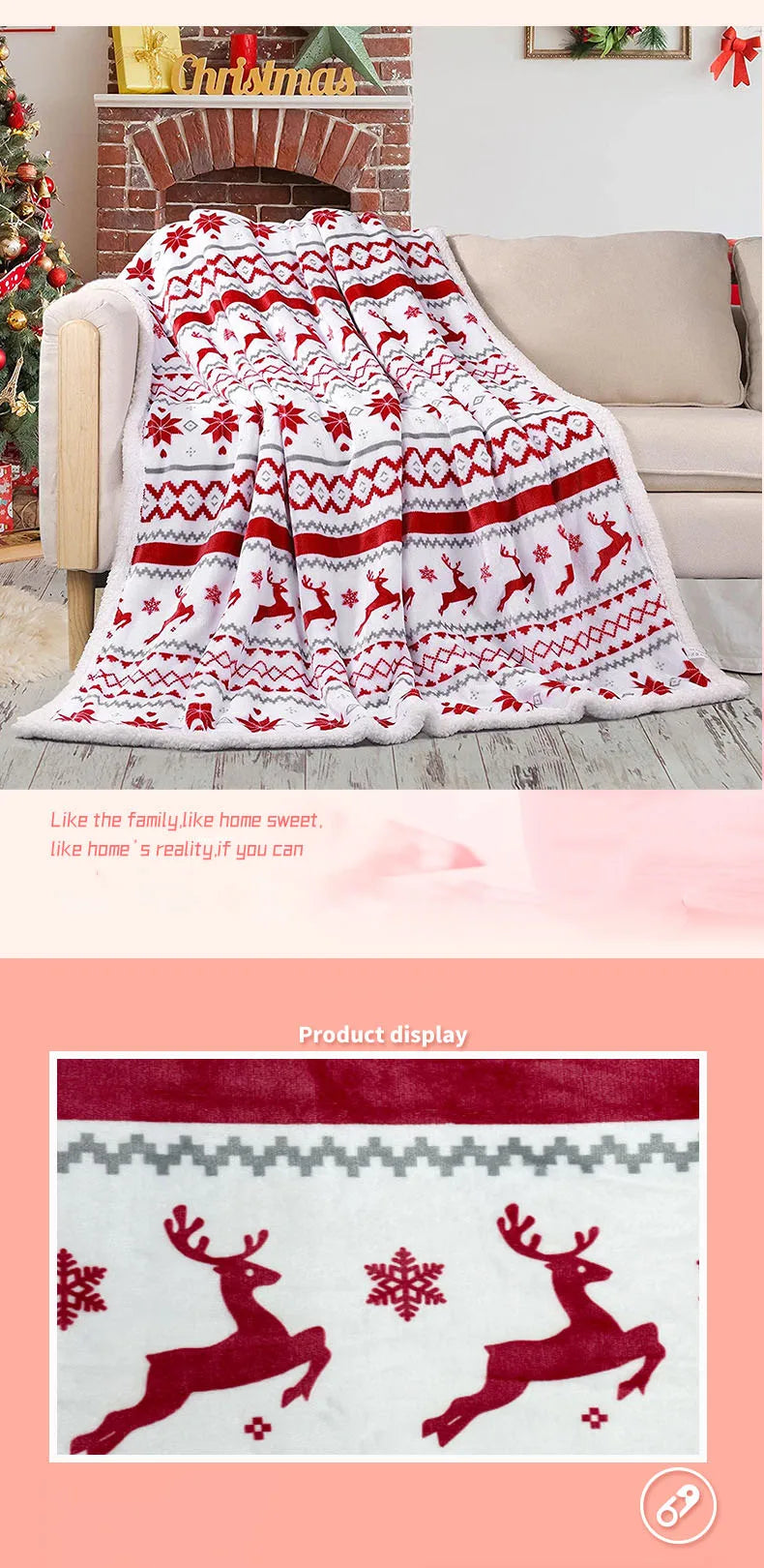Nordic Christmas Throw Blanket Knitted Jacquard Christmas Gift Office Nap leisure Blanket for beds sofa cover women Shawl soft