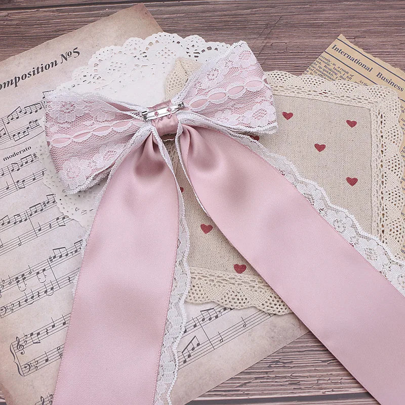 Girl Accessories Beaded Handmade Japanese Style Bow Tie Sweet Cute Mine Lace Big Bow Love Pearl Bow Tie for Women Femme