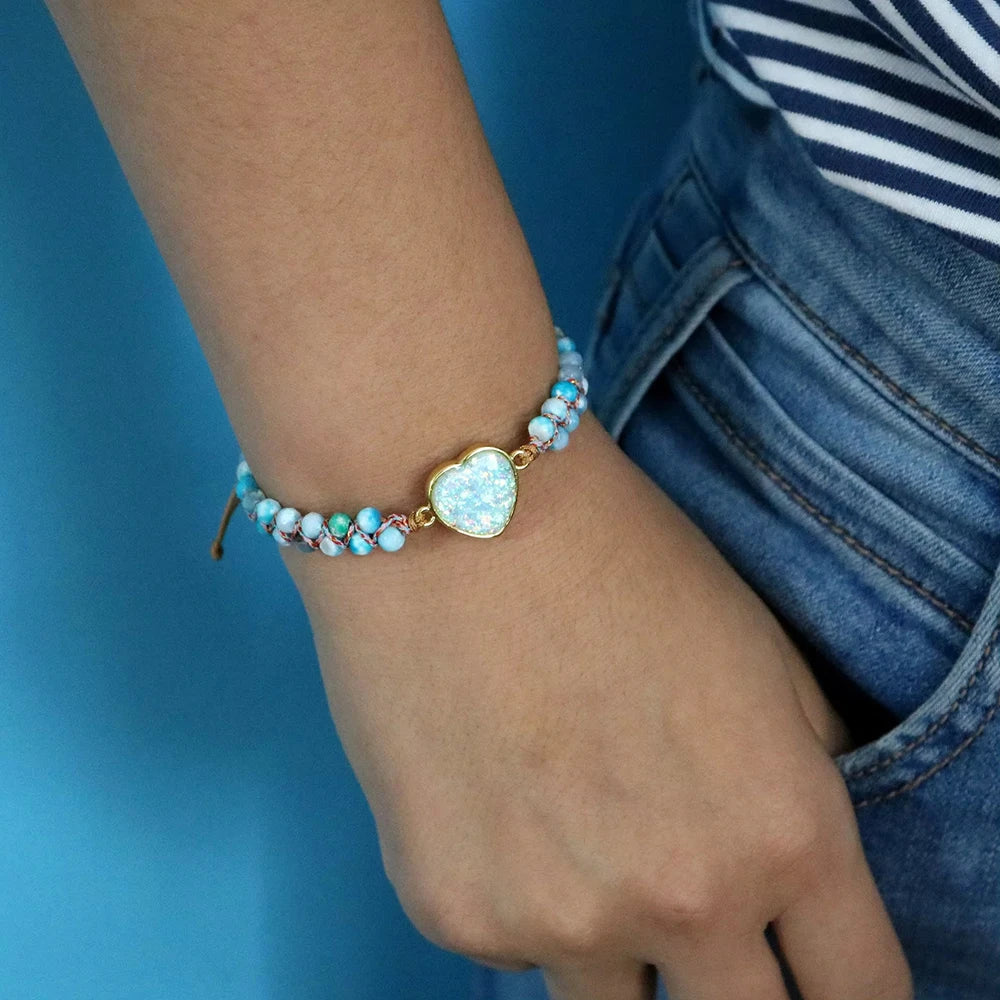 Jewelry Reiki Healing for Women Bracelet Natural Stone Heart String Handmade Braided Bracelets Emperor's Stone Wrap Bracelet