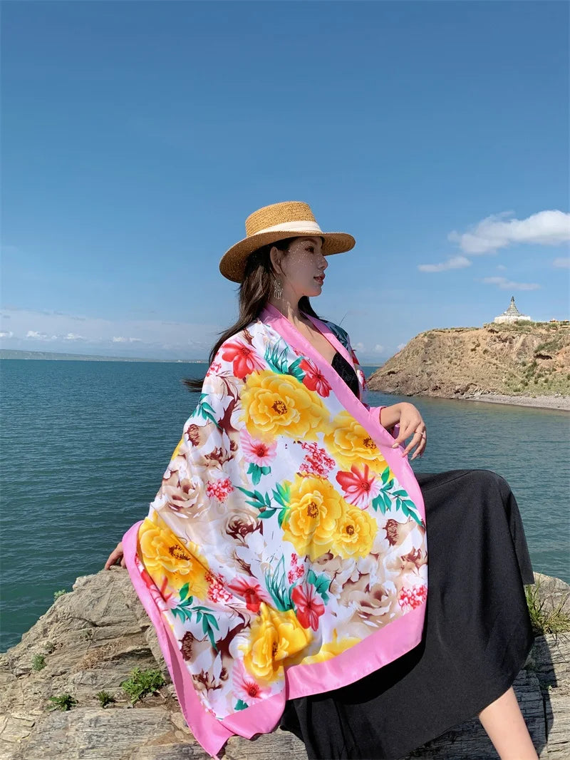 Travel Beach Sunscreen Scarves for Women Bikini Large Sarong Wrap Scarf Brazilian Swimsuit Bathing Cover-ups 17 Styles 90x180cm
