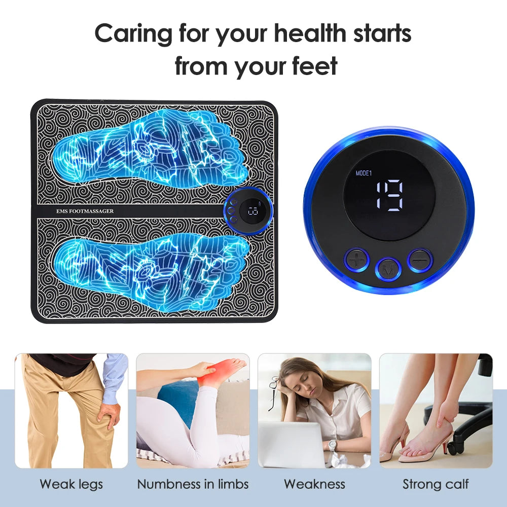 Electric Foot Massager With Electrode Patch Muscle Stimulation Blood Circulation RF EMS Pulse Foot Massage Mat Physiotherapy Pad