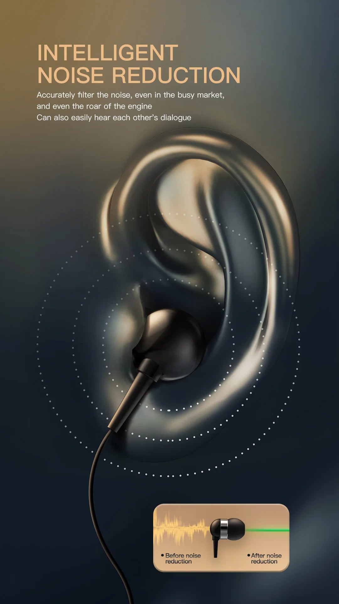 Bluetooth V5.2 Wireless Earbuds Clip On Earphone Business Headphone In-Ear Vibrating Alert