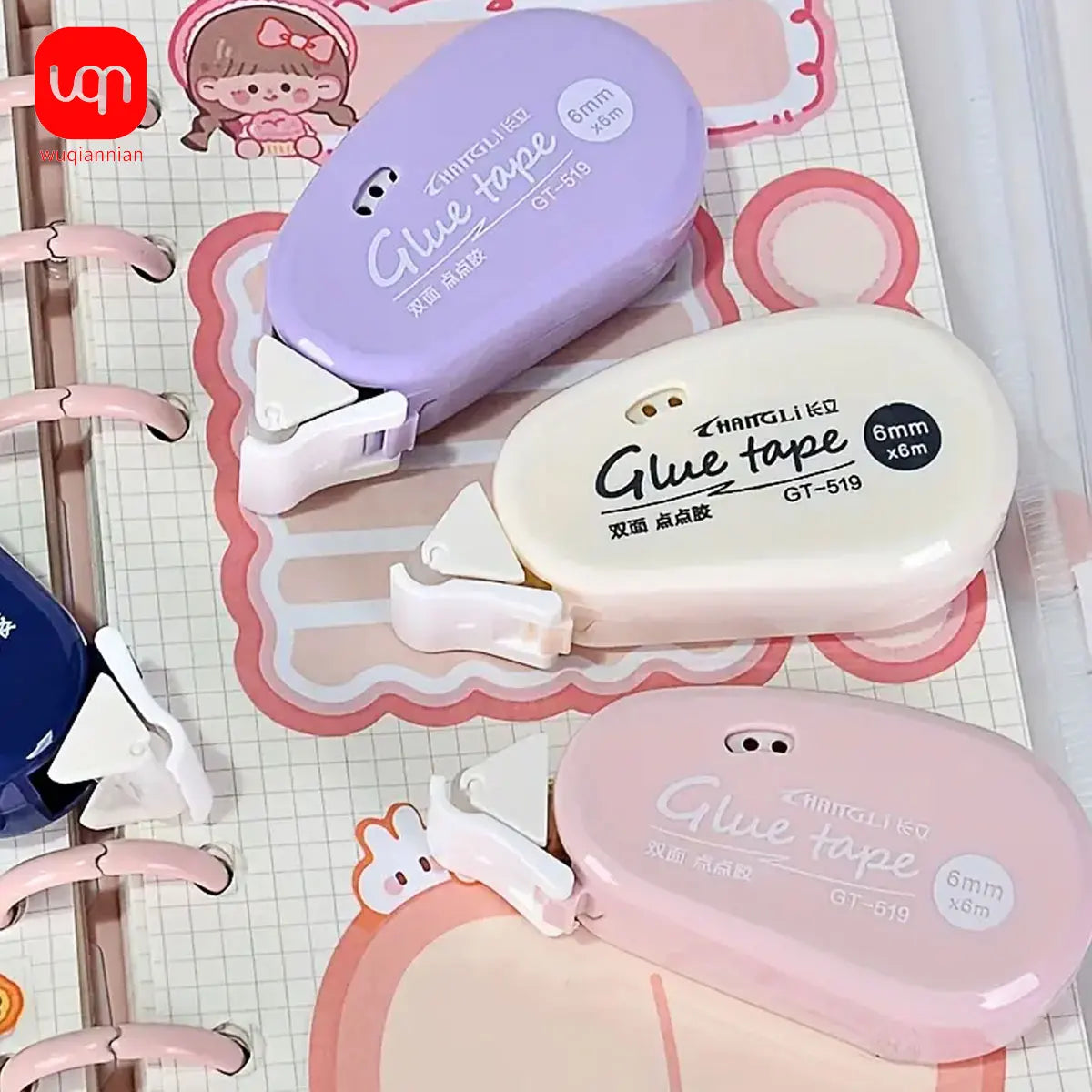 WQN-1PC 6m*6mm Double Sided Adhesive Dots Glue Tape DIY Scrapbooking Collage Photo Album School Stationery Supplies Roller Tape
