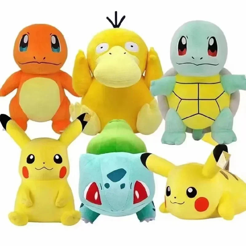 2025 20cm Pokemon Stuffed Plush Toys Kawaii Pikachu Raichu Jenny Turtle Anime Doll Kids Birthday Christmas Gift