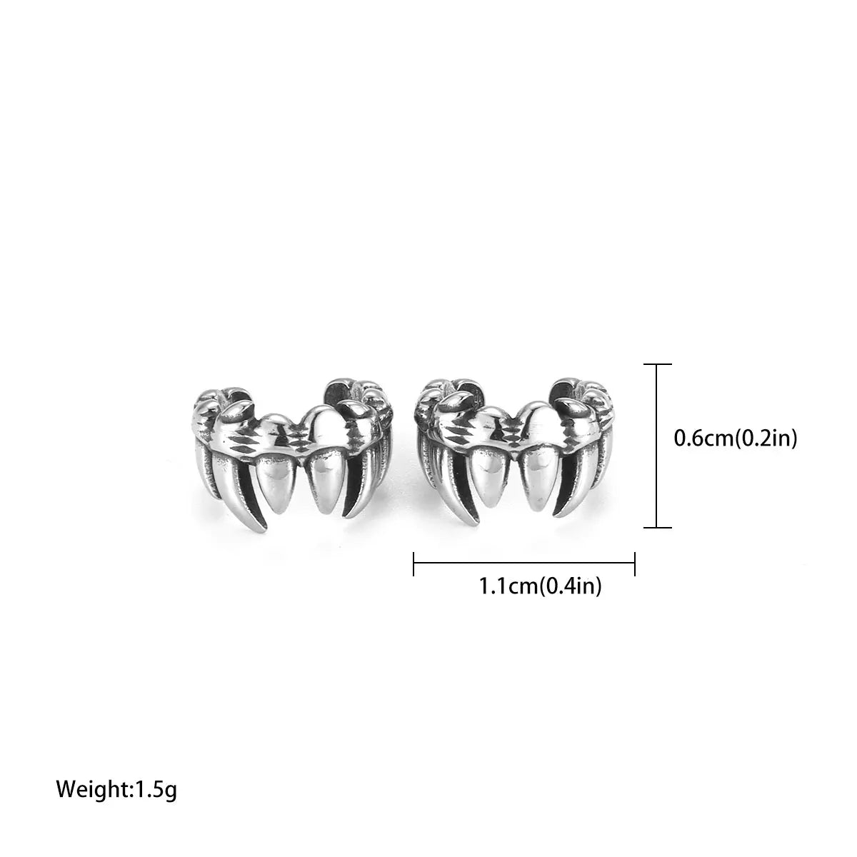 Gothic Vampire Teeth Simplicity Clip Earring Stinless Steel Girls Punk Hip Hop Jewelry Men's Non-Piercing Ear Cuff Earring