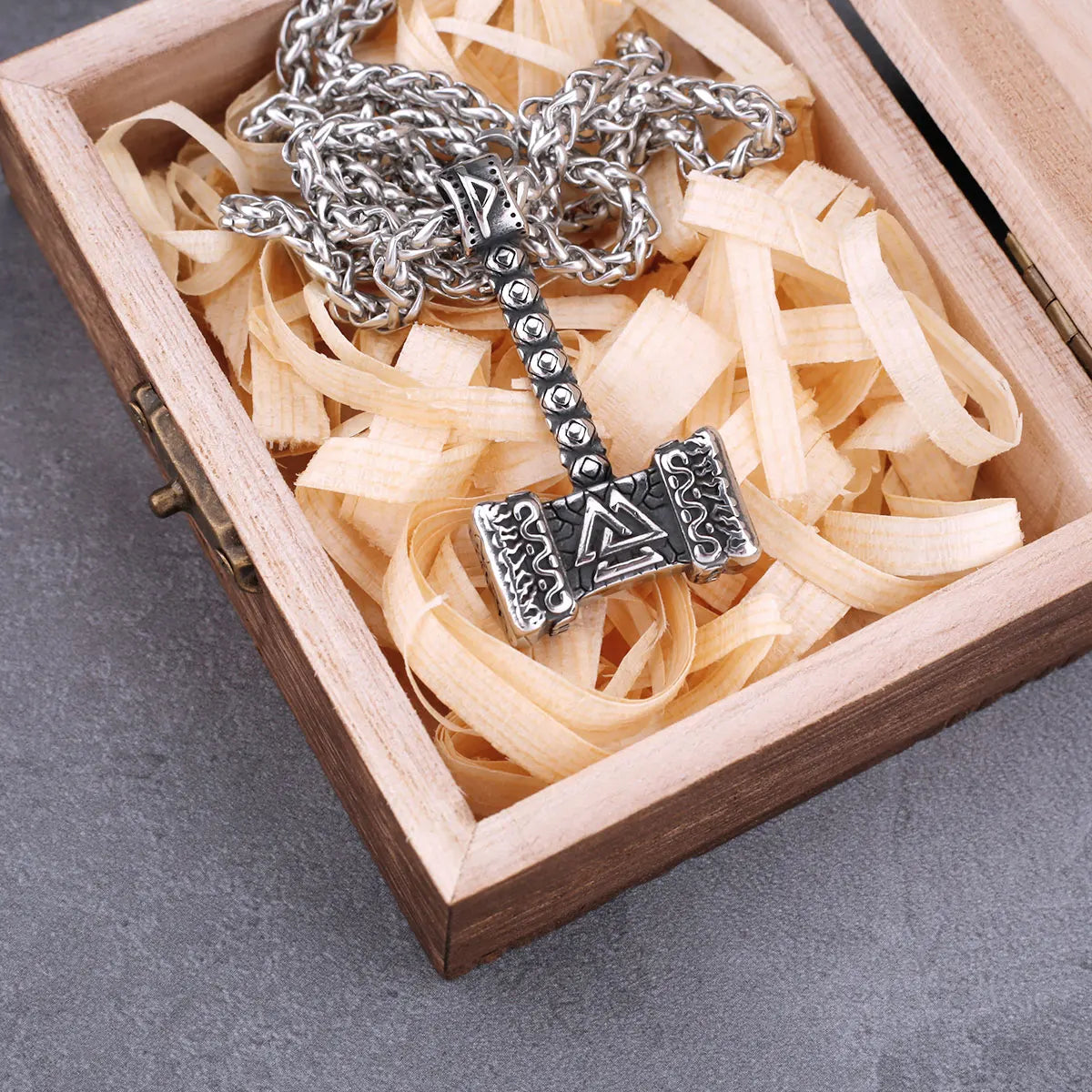 316L Stainless Steel Fashion Trend Nordic Thor Hammer Pendant Necklace Retro Celtic Pirate Men's Jewelry Gift