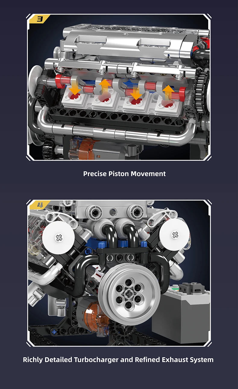 Mould King 10088 The V8 Engine Building Block Assembly Technical Car Brick Set Educational Car Engine Toys Kids Christmas Gift