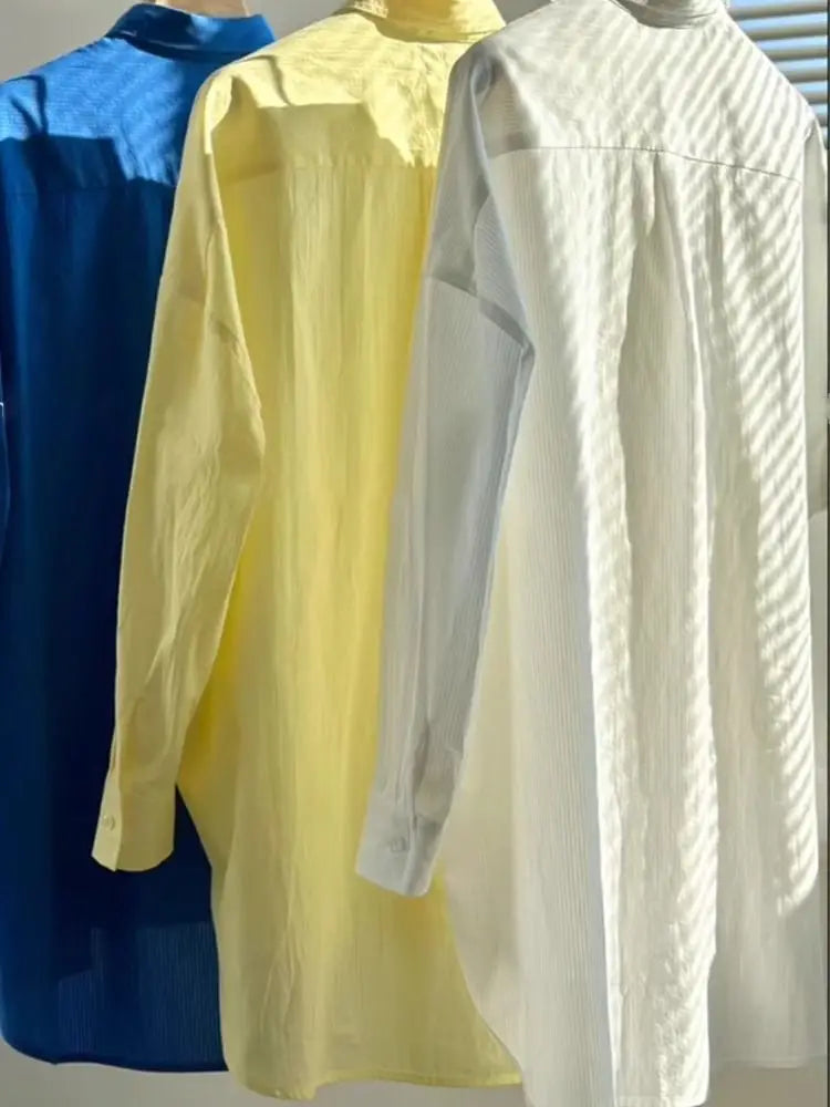 Ins Korean Milky Yellow Sun Protection Shirt Jacket Women's Autumn and Summer Loose Shirt Long-sleeved Top