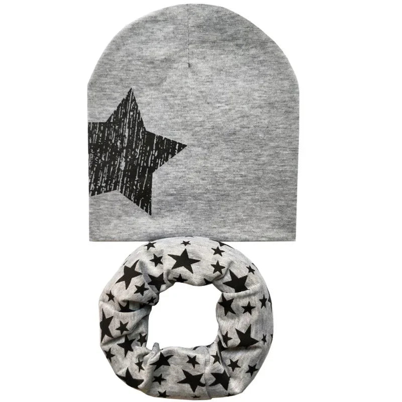 Star Print Cotton Baby Hat Autumn Winter Baby Girls Hat Boys Cap Toddlers Infant Cap Scarf Children Bonnet Hats