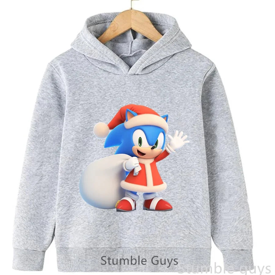 Anime Sonic Kids Hoodie Trucksuit Autumn Boys Girls Cartoon Clothes Christmas Gift Cool Match Sneakers Sweatshirt