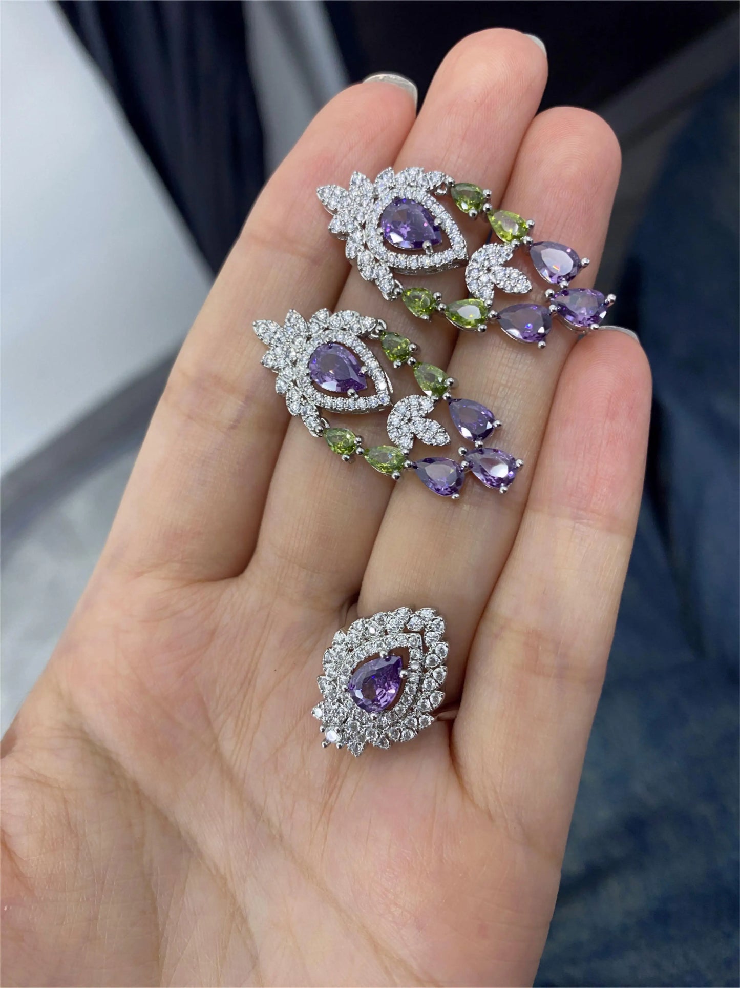 2024 Elegant Wedding Jewelry Set for Women Dubai UAE Bridal 4-piece Jewelry CZ Zircon Tassel Necklace Earrings Set