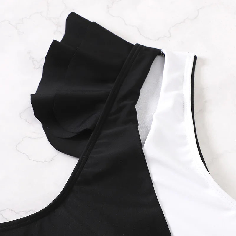 Sexy Bikini 2025 Women High Waist Ruffle Swimsuit Female One Shoulder Swimwear Bathers Bathing Swimming Suit Summer Beachwear