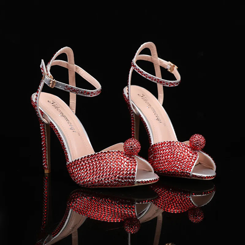 Fashion High Quality Wedding Shoes Women Pearls Studs Luxury Peep Toe White High Heels Buckle Designer Woman Sandal 43 Zapatos