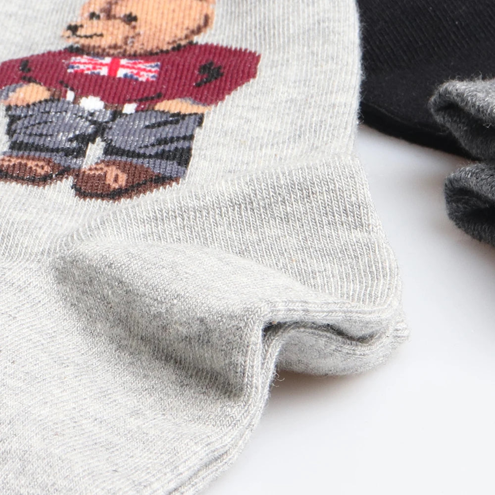 1 Pair Cartoon Gentleman Bear Men's Socks Comfortable Harajuku Skateboard Socks Novelty Breathable Christmas Gift Factory Direct