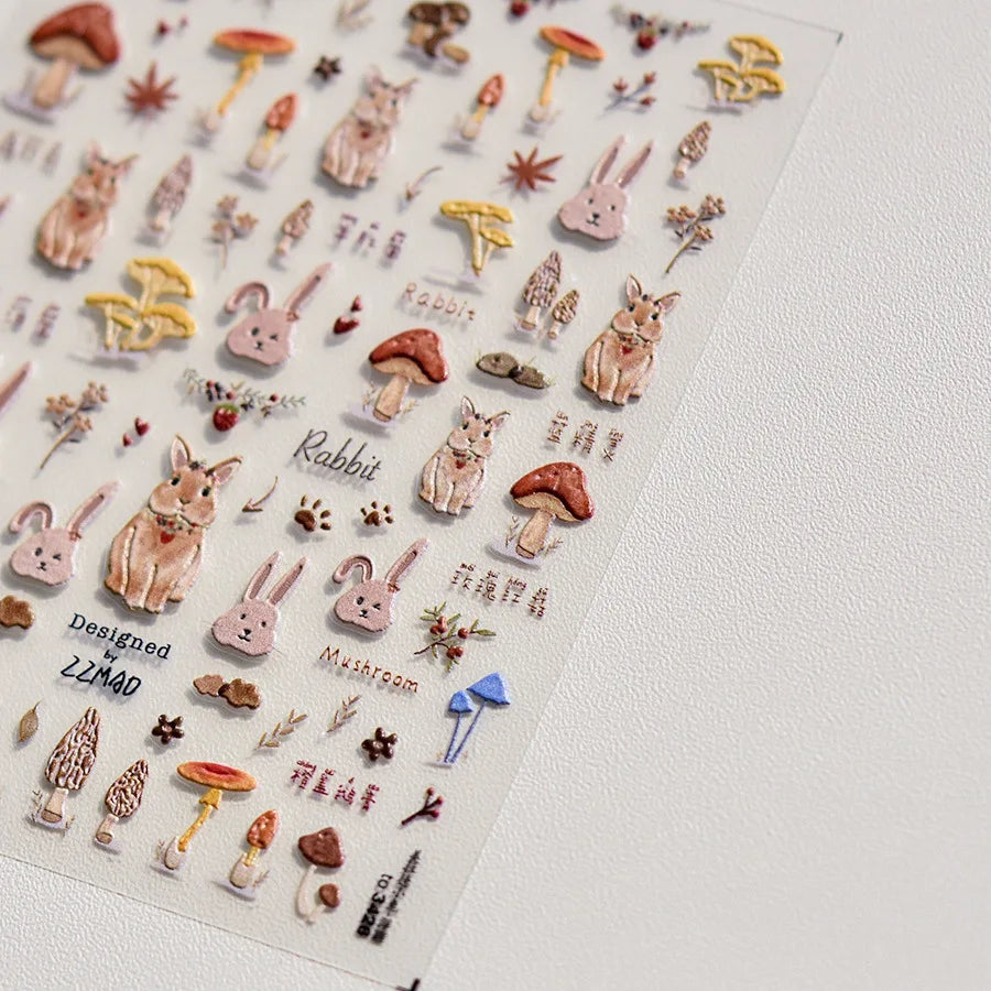 Classic Red Maple Leaves Golden Ginkgo Autumn Harvest 5D Nail Art Sticker Cute Pumpkins Ladybug Mushrooms Adhesive Manicure Deca