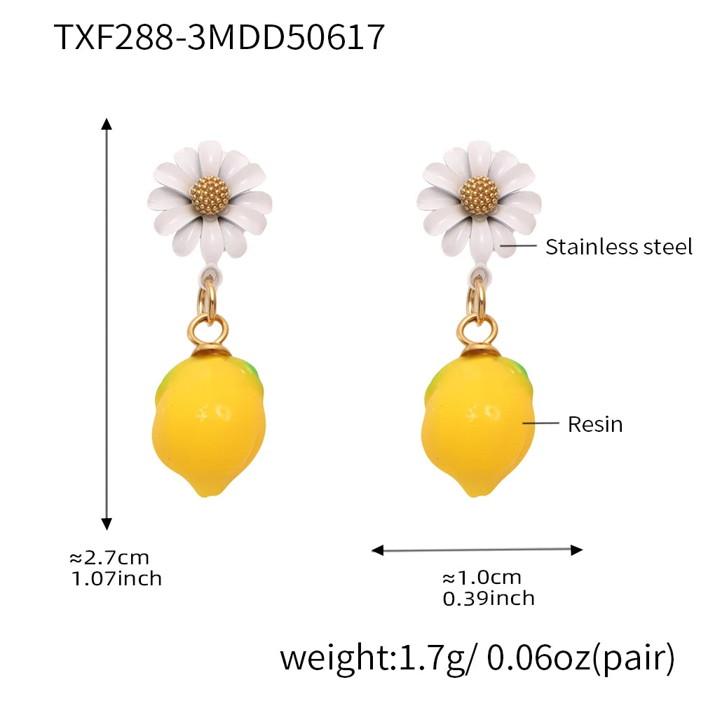 Shell Beads Bracelet With Multi Lemon Charms For Women Handmade Beaded Bracelets Matching Earrings Necklace Cute Jewelry Sets