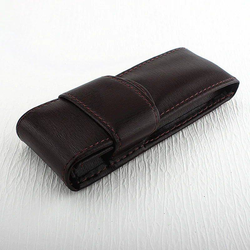 Vintage PU Leather Pencil Bag Fountain Pen Stationery Holder Protective Cover Office School Supplies Retro Pen Torage Case