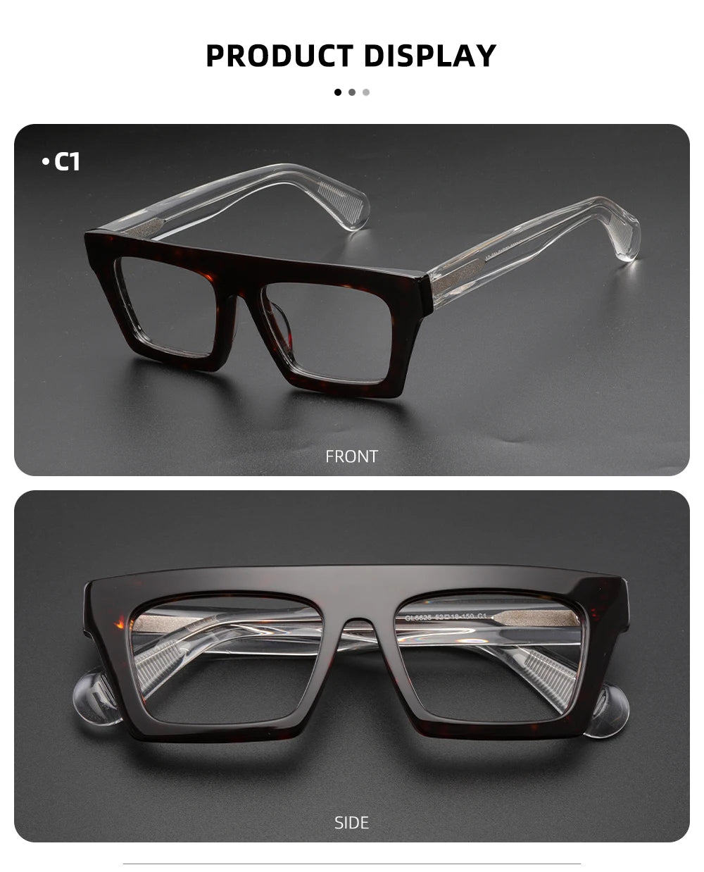 Classic Thick eyeglasses male acetate frame Clear Lens Glasses for Women Men Sunglasses UV Protection Hand-Crafted Eyewear Frame