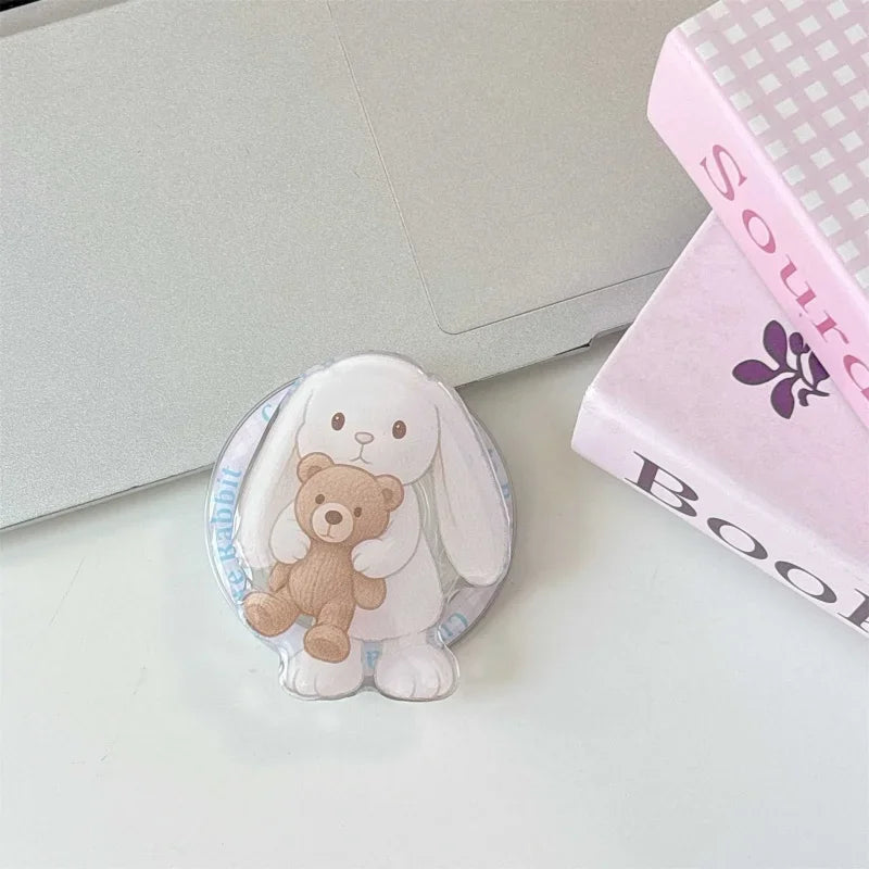 Korean Cute Cartoon Rabbit Magnetic Holder Grip Tok Griptok Phone Stand Holder Support for IPhone 17 for Pad Magsafe Smart Tok
