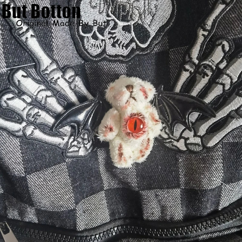 Men Women Streetwear Backpack large capacity Skull homestay y2k versatile hot girl goth punk bag student skeleton schoolbag