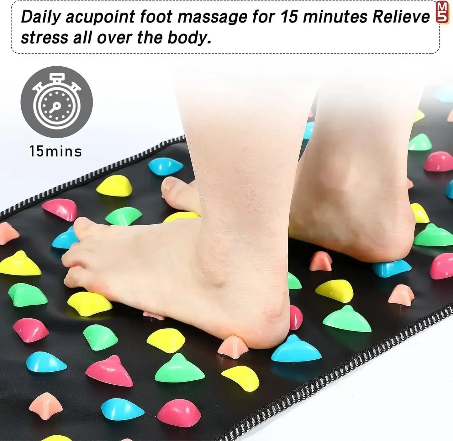 Premium Foot Massage Mat with Finger Pressure Plate and Simulated Cobblestone Path To Soothe Tired Feet and Relieve Pain