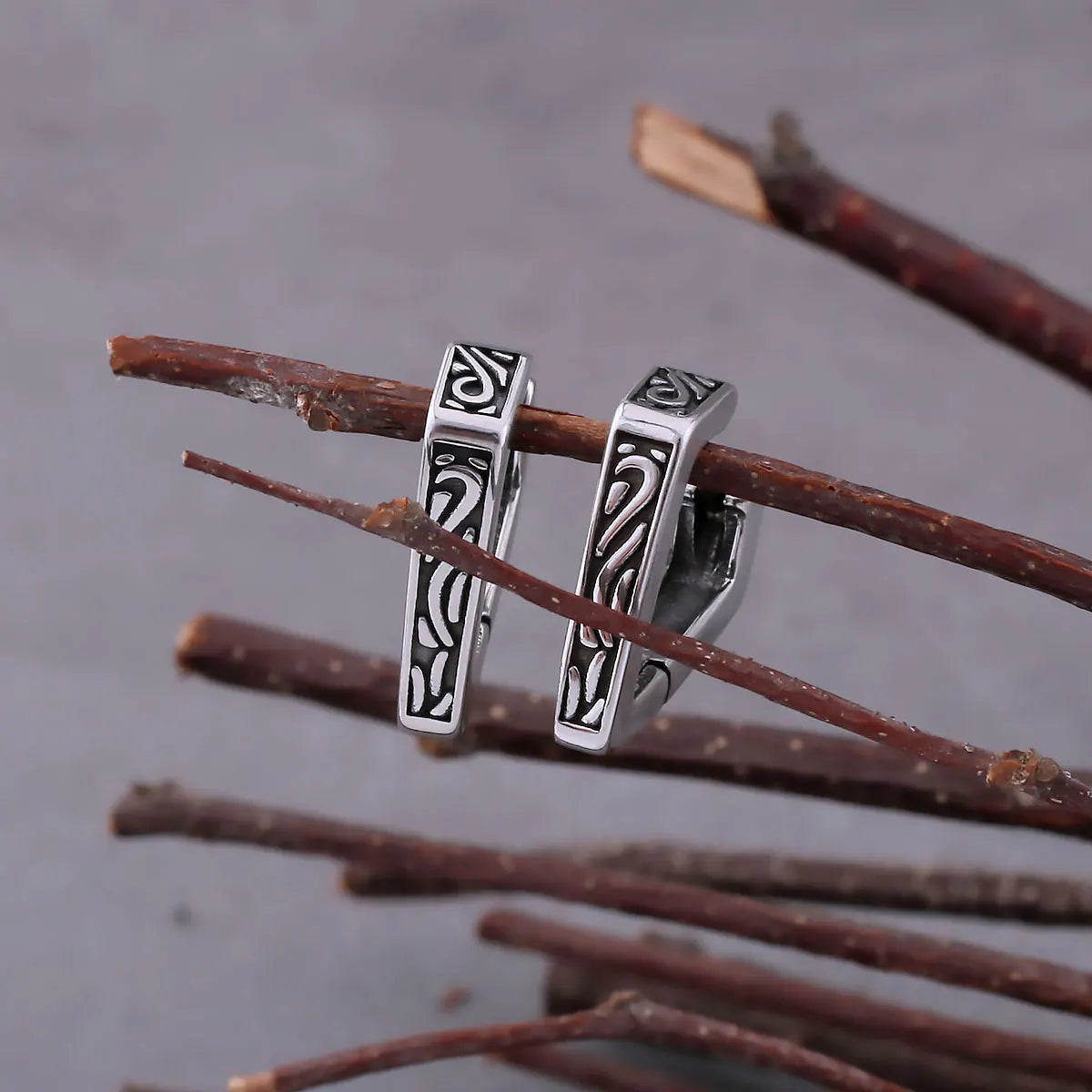 Vikings Celtic Rune Hoop Earrings For Men Fashion Nordic Amulet Earrings Stainless Steel Vintage Hip Hop Biker Jewelry As Gift