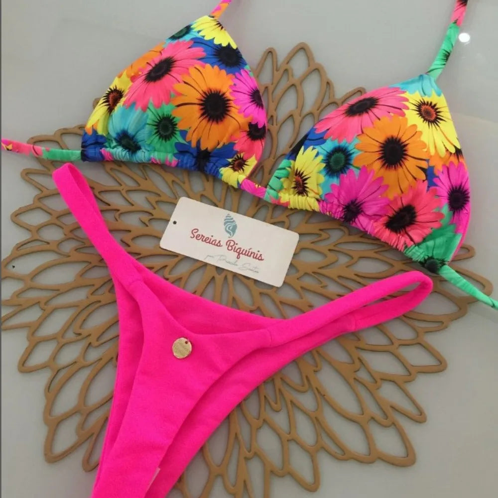 Sexy Print Bikini Sets 2025 Summer Fashion High Waist Bathing Suit Women's Swimming Suit Biquinis Two Pieces Suit Beachwear
